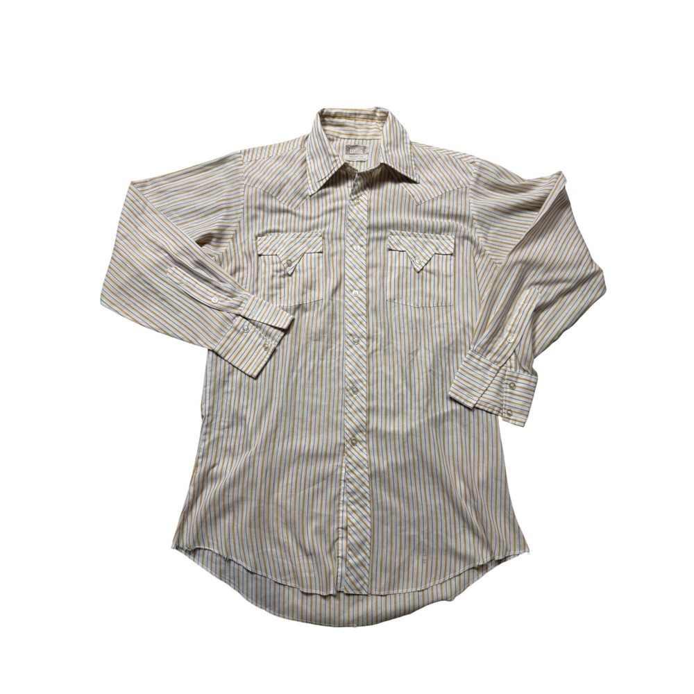 Vintage Fenton Western Button Down Shirt Size M/L 60s‎ 70s Striped Cowboy Shirt